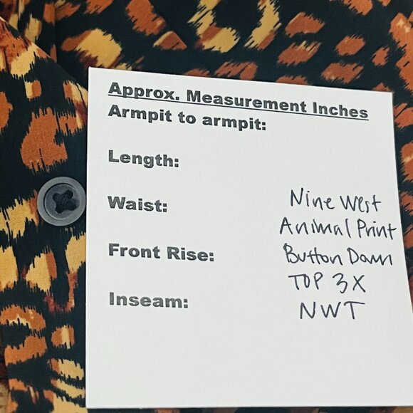 Nine West Animal Print Button Down Top 3X NWT - Picture 2 of 5
